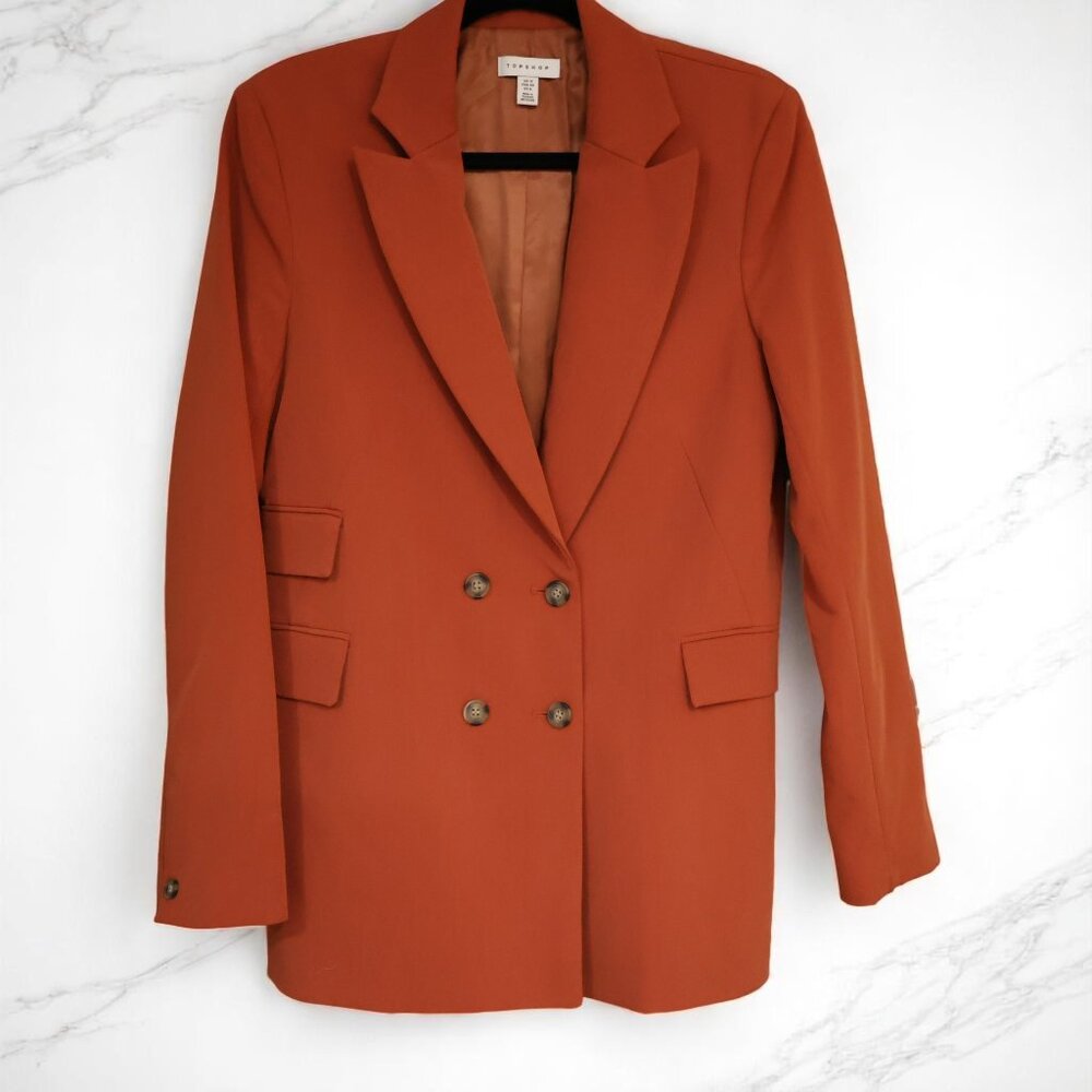 Topshop Rust Double Breasted Blazer Women’s | Burnt Orange Tailored Jacket